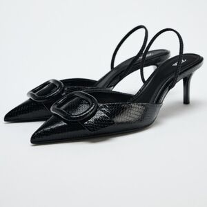 ZARA thin heel sling back animal print